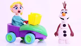 DibusYmas Elsa creating Olaf 💕 Superhero Play Doh Stop motion cartoons