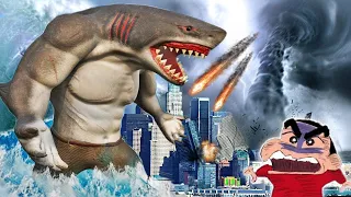 GTA 5 : Becoming a HUMAN SHARK In GTA 5 (Shark Attack) | SHINCHAN Become HUMAN SHARK  with FRANKLIN