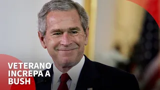 Un veterano de la guerra de Irak grita a George Bush: "Nos mentiste"