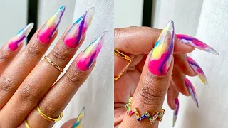 Handblown glass Gel-X nails using Blooming Gel & an Ombre Brush