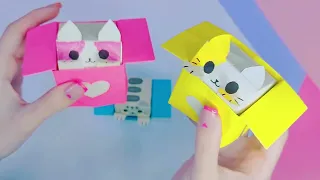 DIY|origami cat in a paper box|оригами котик в коробочке из бумаги