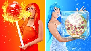 QUENTE VS. FRIO || Garota em Chamas X Garota do Gelo! A última a Parar Ganha, por 123 GO! CHALLENGE