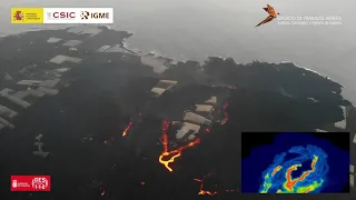 13/11/2021 Térmica. Estado general coladas  (Montaña Todoque e Islas Bajas). Erupción La Palma IGME