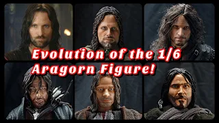 Aragorn 1/6 scale evolution; Toybiz, DID, Sideshow, ACI and Asmus; Lord of the Rings figures