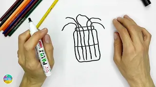 How to draw a flowers at vase?