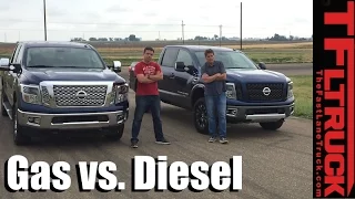 2016 Nissan Titan XD V8 Diesel vs V8 Gas Drag Race: Battle of the Titans!