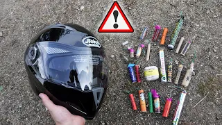 Welchen Schaden richten Deutsche und Polenböller am MOTORRAD HELM AN? - Experiment