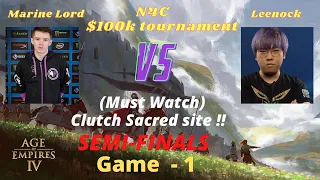 N4C Tournament $100k - AOE 4 - Marine Lord vs Leenock | Game - 1 (semifinals)