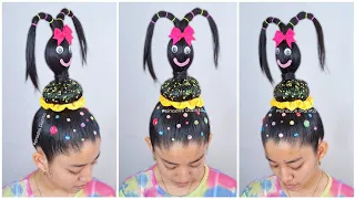 Peinado loco y divertido para niñas 🤪🌈 | easy crazy hairstyle for girls 🤪✨