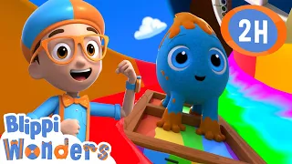 Blippi's Rainbow Slide | Blippi Wonders | Moonbug Kids - Play and Learn