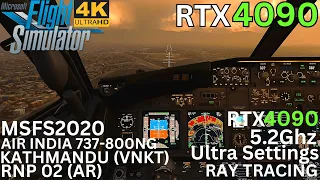 [MSFS RTX 4090]High Altitude Approach Into Kathmandu (VNKT)) Nepal 737-800NG[Ultra Settings]4K