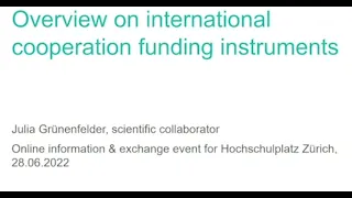 ZHdK Online Event with Movetia I Overview on international cooperation funding instruments