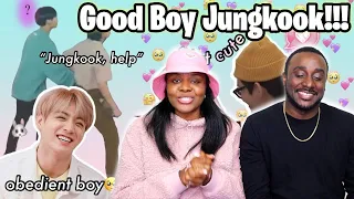 Jungkook being an obedient dongsaeng for the BTS hyungs - Reaction