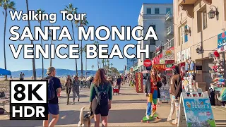 [8K HDR] Venice Beach to Santa Monica Pier California w/Sunset Ending! - Walking Tour 60fps