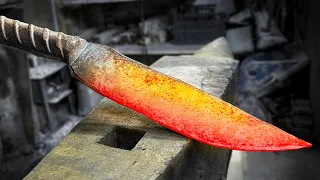 I Made A Strong Hunting Blade Out Of Rebar In The Forge! It Will Cut Off Everything!