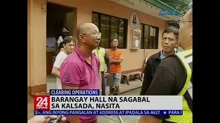 Barangay hall na sagabal sa kalsada, nasita