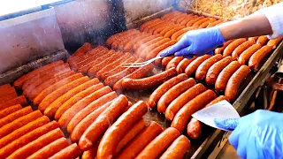 Американская уличная еда - Лучшие хот-доги в Чикаго! колбасы, гамбургеры свиные отбивные