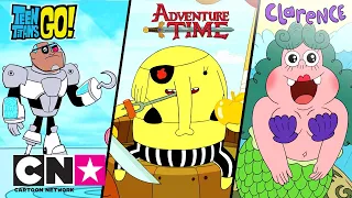Малки титани: В готовност! + Време за приключения + Кларънс | Пирати | Cartoon Network