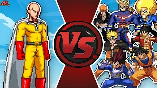 SAITAMA vs ANIME ALL-STARS (One Punch Man vs Goku, Naruto, Luffy, All-Might) CARTOON FIGHT CLUB