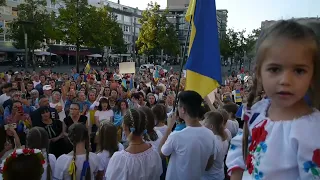 Ukrainische Nationalhymne 24.08.2022 Schlossplatz BraunschweigKundgebung am 24.08.2022