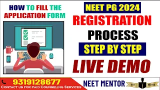 NEET PG 2024 Step by Step Registration Process Live Demo of Application form Filling