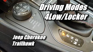 Using 4Low, Locker, and offroad driving modes in 2019 Jeep Cherokee Trailhawk Elite 4x4