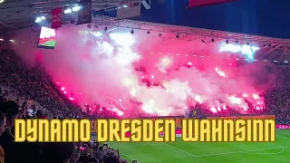 Pyro Wahnsinn Dynamo Dresden VS Hallescher FC - 3 Liga