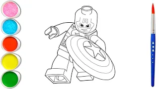 Lego Captain America, Marvel, Coloring Pages for Kids and Toddlers | Learn colors