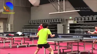 Ma Long, Lin Gaoyuan training backhand