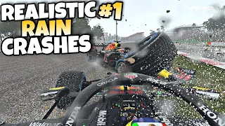 F1 2021 REALISTIC RAIN CRASHES #1