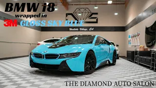 BMW I8 Wrapped in 3M Gloss Sky Blue!