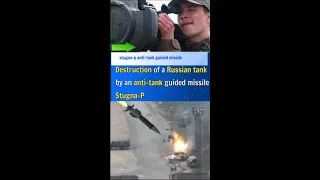 Destruction of a Russian tank by an anti tank guided missile Stugna P #shorts