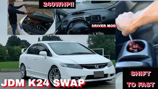 CRAZY!!! 240WHP K24 SWAP 8TH GEN CIVIC SI | STREET  PULLS (POV)