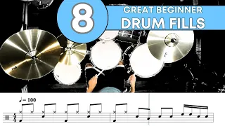 8 Powerful BEGINNER Drum Fills | Play-Along Workout 🥁