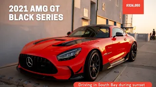 Mercedes AMG GT Black series 2021 Magma Beam Orange During Sunset in Hermosa Beach California
