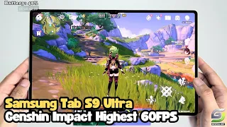 Samsung Tab S9 Ultra test game Genshin Impact Max Graphics Update 2024 | Highest 60FPS