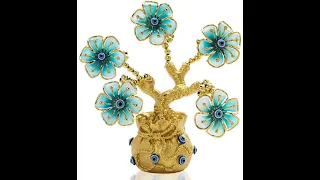 Turkish Blue Evil Eye Flowers Golden Money Fortune Tree with Lucky Bag Vase for Home Decoration