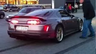 Toyota Supra with top secret bodykit doing a burnout with flam sick! HD