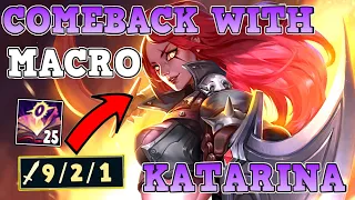 HOW TO PLAY KATARINA FROM BEHIND TIPS FOR LANING & ROAMING & COMEBACK | LEAGUE OF LEGENDS SEASON 11