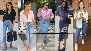 MODA 2024 OUTFITS ROPA  BÁSICA Y SENCILLA LOOKS CASUALES PARA MUJER TENDENCIAS 2024