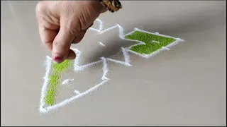 7X1 dots Latest daily rangoli design | easy rangoli designs | creative kolam design | Rangoli by Dee