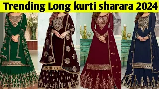 Shadi वाले Trending Latest Long Kurti With Sharara Design 2023,24 ll Croptop with sharara design