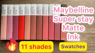 Maybelline 😘super stay matte ink lipstick swatches 11 shades 😘