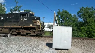 Norfolk Southern Locomotives #4134 and #1110 Leading Mixed Freight South From Lexington, KY