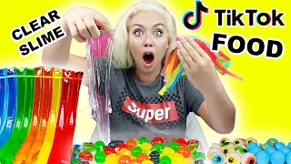 MIXING JELLY FOOD INTO CRYSTAL CLEAR SLIME! ( WHAT WILL HAPPEN?! )