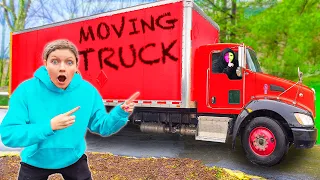 GIANT MOVING TRUCK Parked OUTSIDE SHARER FAM HOUSE! (What's in The Box Challenge)
