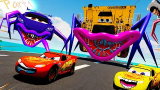 McQueen vs Eater Cars: Insane Getaway from the Giant Spider Monster Horde! Compilation Series: Part1