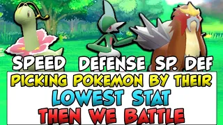 We pick Pokemon by only knowing their lowest stat! Then We Battle!