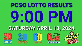 9pm Lotto Results Today April 13, 2024 Saturday ez2 swertres 2d 3d pcso