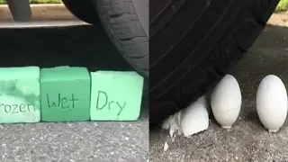 crushing floral foam & bath bomb with a car ||  most satisfying compilation || floral foam asmr # 3